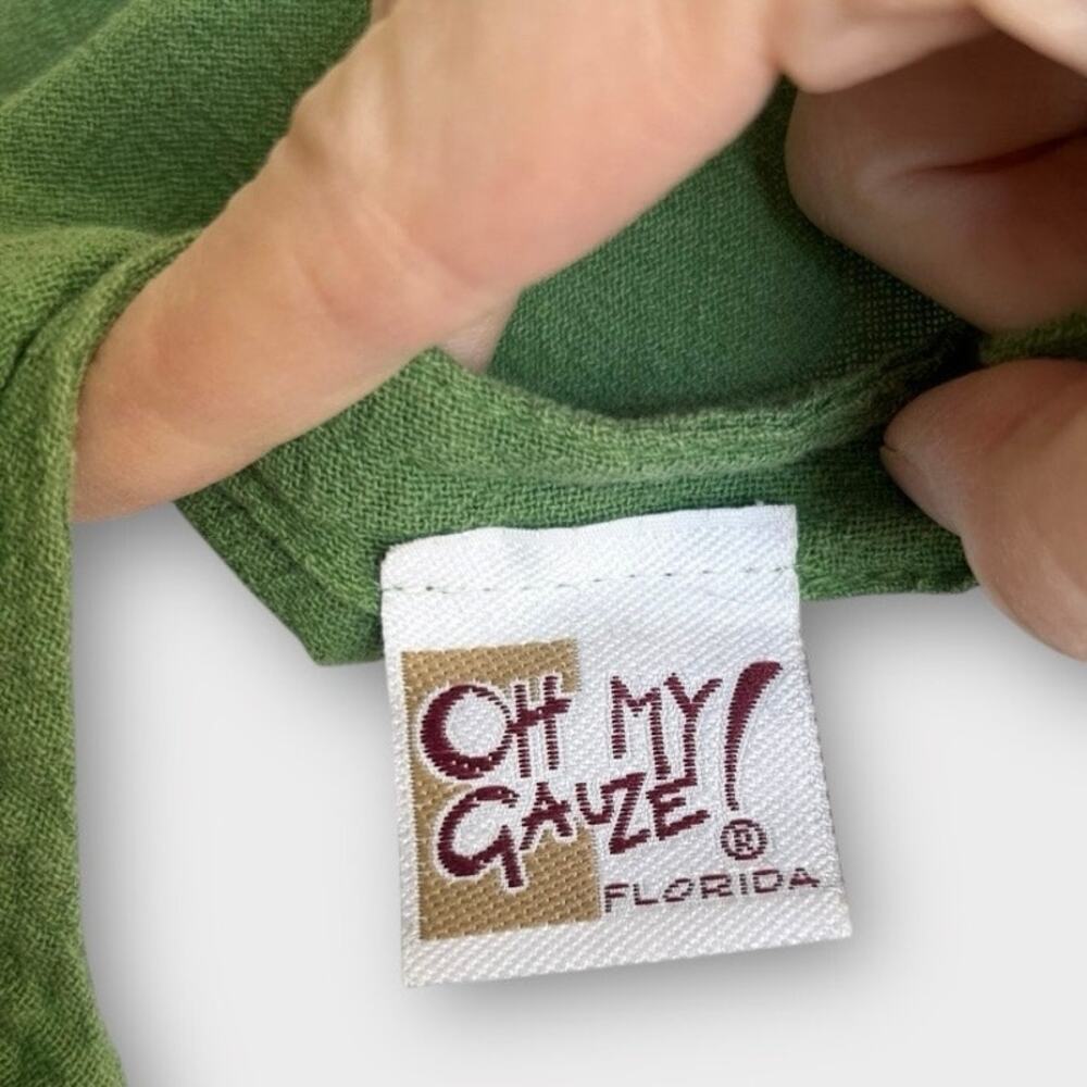 Oh My Gauze! Florida Women's Oversized Maxi Kaftan Dress Green size 1 Flowy Boho - Picture 3 of 8